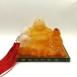 Tượng đá ngọc ông phật di lặc cầm quả hồ lô