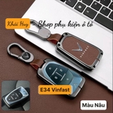 Bộ ốp kim loại lưng da + móc khoá dây da hãng Vinfast