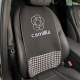 Lót ghế tản nhiệt thêu logo hoa trà CAMILLIA cao cấp - Kẻ ô
