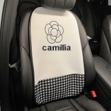 Lót ghế tản nhiệt thêu logo hoa trà CAMILLIA cao cấp - Kẻ ô