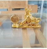 Tượng Trâu vàng trơn phong thủy để xe ô tô - Biểu tượng của may mắn, tài lộc tặng kèm nước hoa ô tô