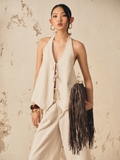 BEIGE STRIPED GILET