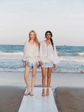 WHITE EMBROIDERED LINEN SKORTS