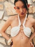 WHITE BIKINI WOODEN HOOP