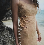 BROWN KNIT DRESS WITH BIKINI