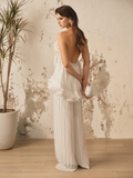 WHITE PLEATED PANT