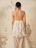 WHITE RUFFLE CHIFFON MAXI
