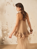 BROWN OFF-SHOULDER MAXI