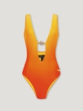 ORANGE DEEP-CLEAVAGE TANKINI