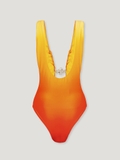 ORANGE DEEP-CLEAVAGE TANKINI