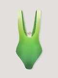 DEEP-CLEAVAGE GREEN TANKINI