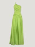 GREEN SMOCKING SLIT MAXI