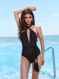 BLACK HALTER TANKINI
