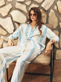 BLUE STRIPED SILK SHIRT