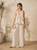 WHITE PLEATED PANT