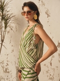 GREEN STRIPED CHIFFON MAXI