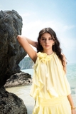 YELLOW BLENDED LINEN DRESS