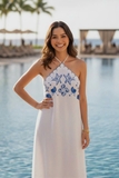 WHITE LINEN HALTER NECK DRESS