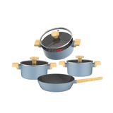 Bộ nồi chống dính vân gỗ Elmich Nature EL-5206MG04 size 18, 20, 24 chảo 26cm