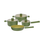 Bộ nồi  phủ sứ an toàn Elmich Olive EL-5220OV04 quánh 16, nồi 20, 24, chảo 26cm