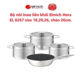 Bộ nồi Inox liền khối Elmich Hera EL 8267 size 18,20,26, chảo 26cm