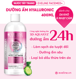 Nước tẩy trang Eveline Facemed+ dưỡng ẩm Hyaluronic 400ml