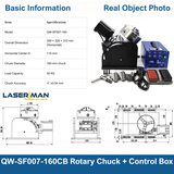 Trục xoay – phụ kiện hỗ trợ hàn laser, TIG/argon. Giảm tốc độ chính xác, xoay ổn định, tăng hiệu quả hàn vòng tự động