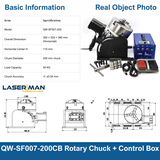 Trục xoay – phụ kiện hỗ trợ hàn laser, TIG/argon. Giảm tốc độ chính xác, xoay ổn định, tăng hiệu quả hàn vòng tự động