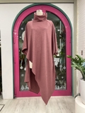 Áo cổ lọ vạt chéo dài