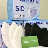 Khẩu Trang 5D Mask Lộc Phát Kháng Khuẩn 1 Hộp 100 Cái TRẮNG ĐEN