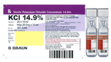 STERILE POTASSIUM CHLORIDE CONCENTRATE 14.9%, HỘP 20 ỐNG.