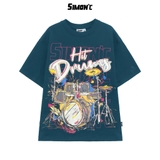 Copy of Áo Thun Cổ Tròn Simon'c  DRUMS  - Cotton  Nam Nữ Unisex Tay Lỡ Oversize Local Brand Cổ Tròn