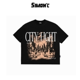 [Deal Mở Bán] Áo Thun Boxy Simon'c City Light Ver 2 - Đen Basic Cotton Unisex Nam Nữ