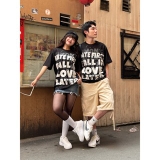 Áo Thun Simon'c FALL IN LOVE - ĐEN Cotton Nam Nữ Unisex Tay Lỡ Oversize Local Brand Cổ Tròn