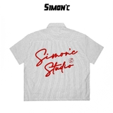Áo Sơ Mi Boxy Thêu Xù Simon'c Striped - 3 Màu Vải Oxford Tay Lỡ Nam Nữ Local Brand Thời Trang