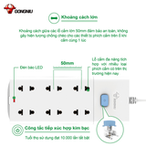 Ổ cắm điện Gongniu 6 lỗ 1 công tắc màu đen dây dài 3m GNVN-V1060-30