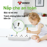 Ổ cắm điện đa năng Gongniu 3 lỗ 2 chấu 1 công tắc có nắp che an toàn dây dài 5m GNVN-N1030-50(P)