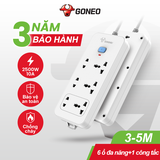 Ổ cắm điện đa năng Gongniu 6 lỗ 2 chấu 1 công tắc có nắp che an toàn dây dài 3m GNVN-N1330-30(P)