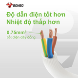 Ổ cắm điện đa năng Gongniu 5 lỗ 2 chấu 1 công tắc dây dài 5m GNVN-N1050-50
