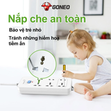 Ổ cắm điện đa năng Gongniu 6 lỗ 2 chấu 1 công tắc có nắp che an toàn dây dài 5m GNVN-N1330-50(P)