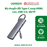 Bộ Chuyển Đổi USB Type C Sang HDMI+SD+TF+PD+2 Cổng USB 3.0+RJ45 Ugreen
