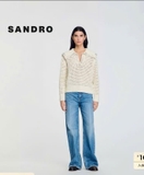 Áo len móc SANDRO cổ bẻ bling