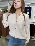 Áo len merino SEZANE túi ngực cổ bẻ 2 màu