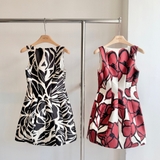 Váy ALEXIS 2 dây khóa trước, cổ vuông họa tiết