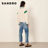 Áo len móc Sandro cải viền xanh