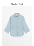 Sơ mi MASSIMO DUTTI lụa tơ xanh