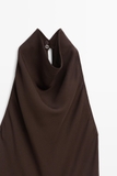 Váy MASSIMO DUTTI nâu cổ đổ sát nách