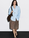 Sơ mi MASSIMO DUTTI dáng rộng đuôi tôm