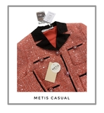 Áo SELF PORTRAIT Tweed đỏ cổ đen