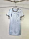 Váy lụa SELF PORTRAIT xanh cut-out cổ
